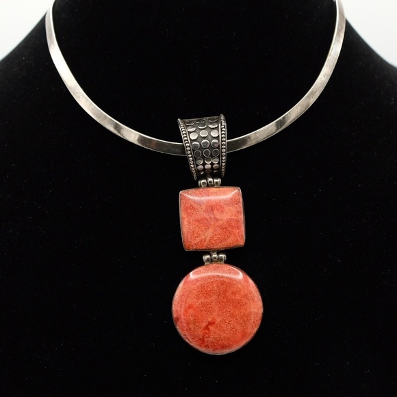 Vintage Sterling Silver Large Coral Pendant BOHEMIAN INSPIRED 🙌🏻✨⏰💭🤝⌛️ - Picture 8 of 16